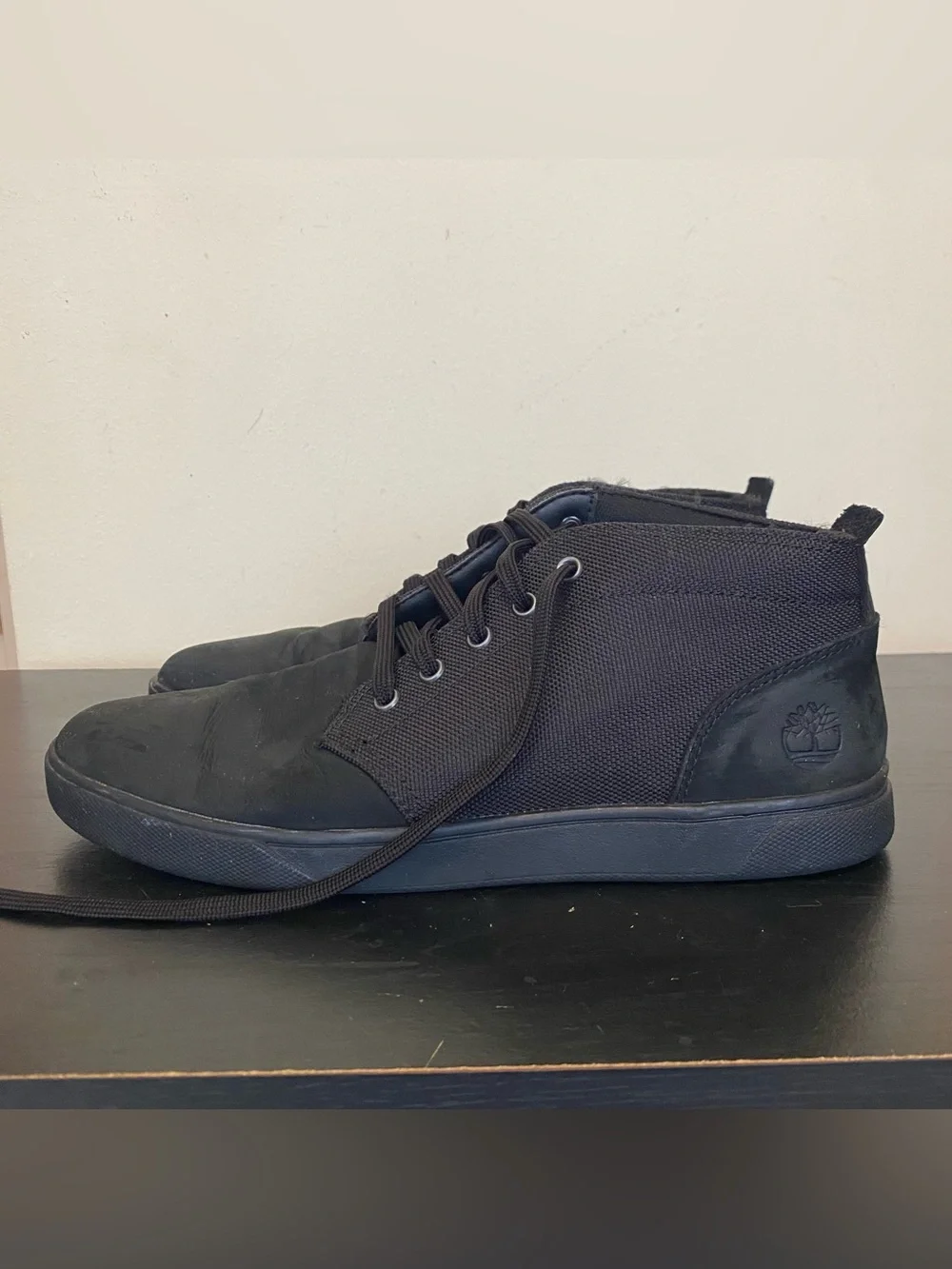 Timberland Men's 7.5 Groveton Shoes Leather & Canvas Fabric Chukka Blackout